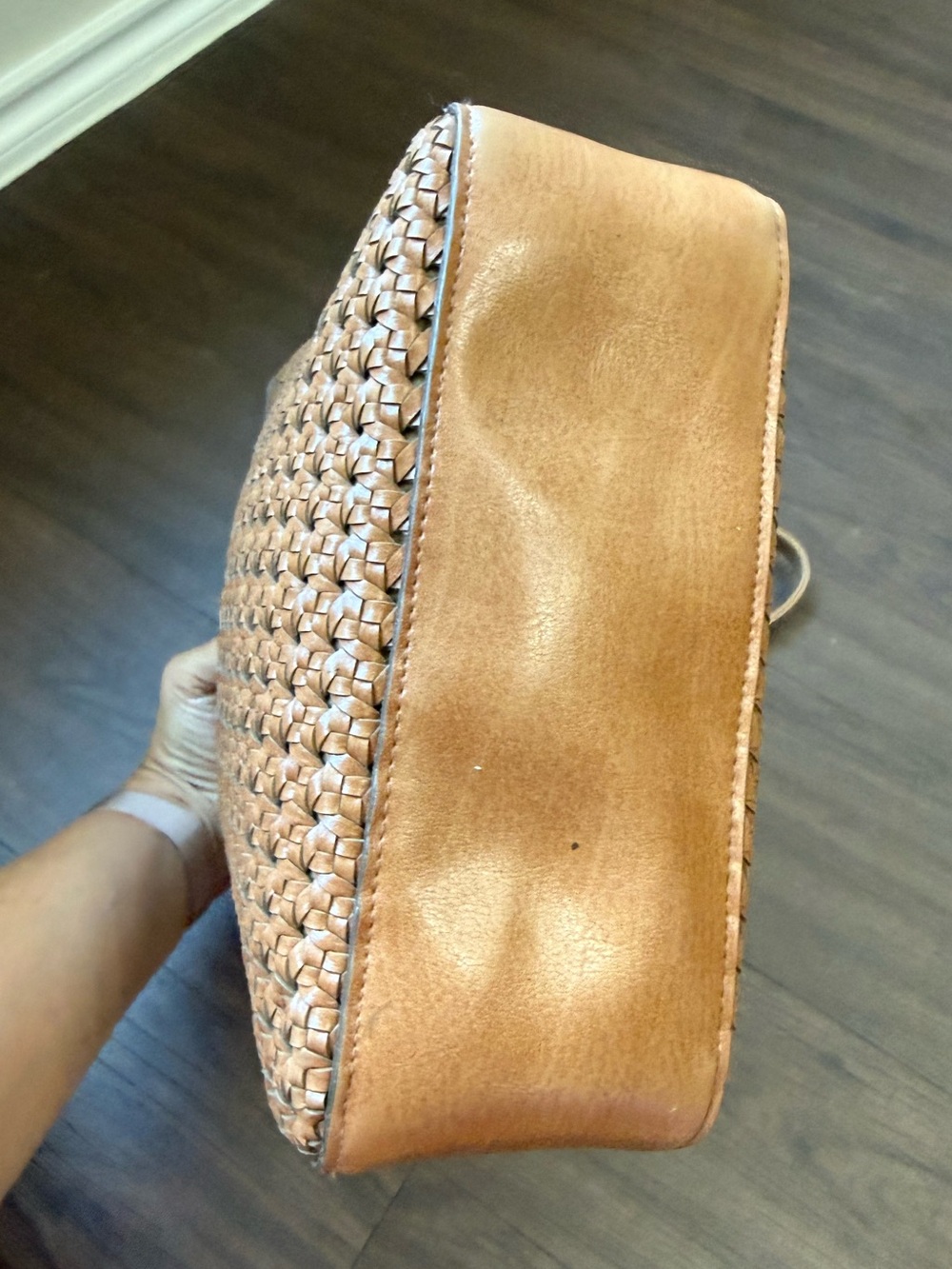 Liz Claiborne Classic Woven Leather Shoulder Bag Basket Weave Brown Purse Vtg - Picture 5 of 13